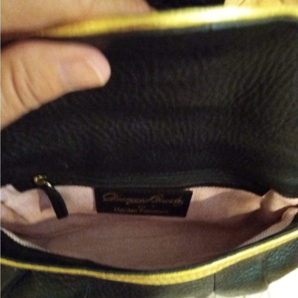 Dooney and Bourke Black and Gold Lion Emblem Clutch - Picture 5 of 8